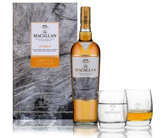 THE MACALLAN AMBER SINGLE MALT WHISKY GIFT PACK 70CL