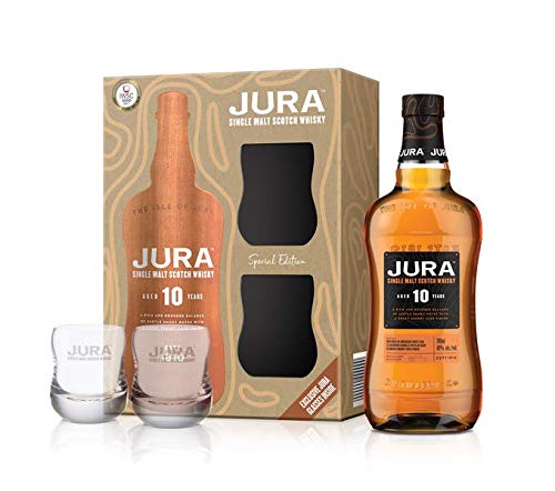 THE ISLE OF JURA 10 YEARS SINGLE MALT WHISKY 70CL + 2 GLASS