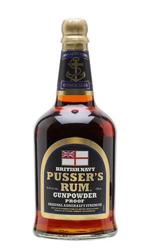 PUSSERS BLACK LABEL GUNPOWDER RUM 70CL