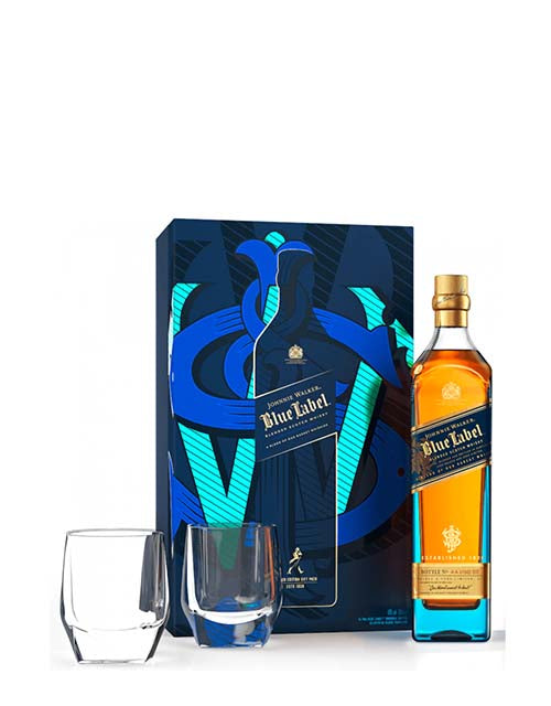 JOHNNIE WALKER BLUE LABEL BLENDED WHISKY GIFT PACK 70CLASSES 70CL