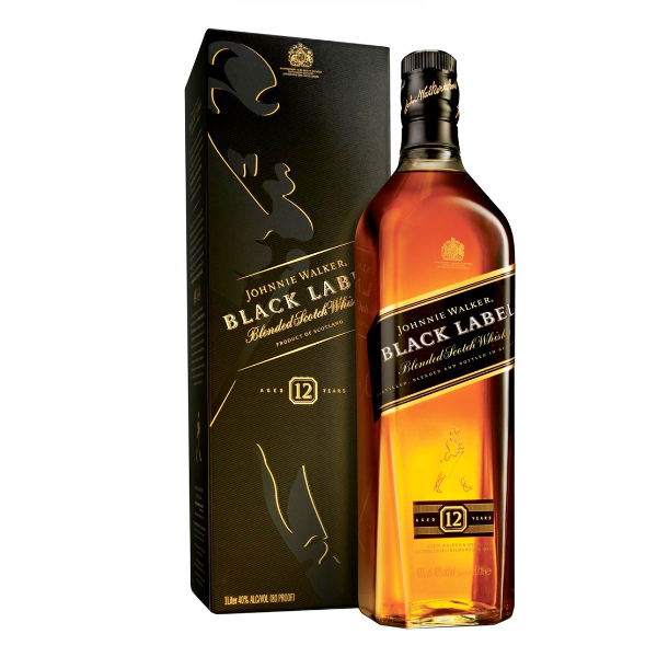 JOHNNIE WALKER BLACK LABEL BLENDED WHISKY 1LTR